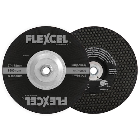 Flexovit Flexcel Semi-Flexible Depressed Center Wheel, 7 in Dia x 1/8 in THK, A60 Grit, Aluminum Oxide Abrasi S7900H